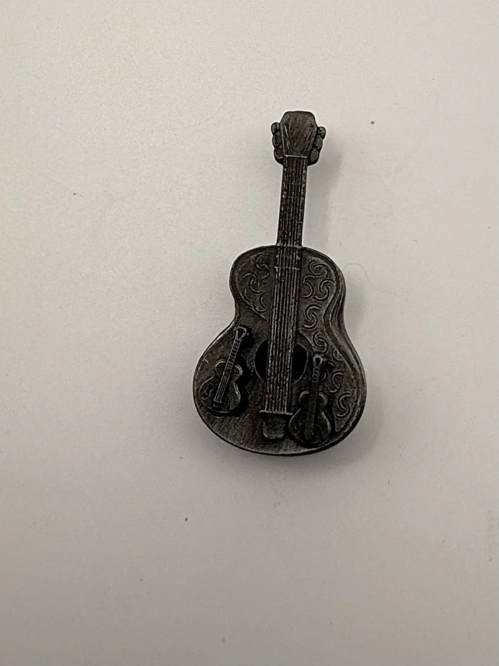 Vintage Torino Pewter Acoustic Guitar Broach Earrings Necklace Trinket Box